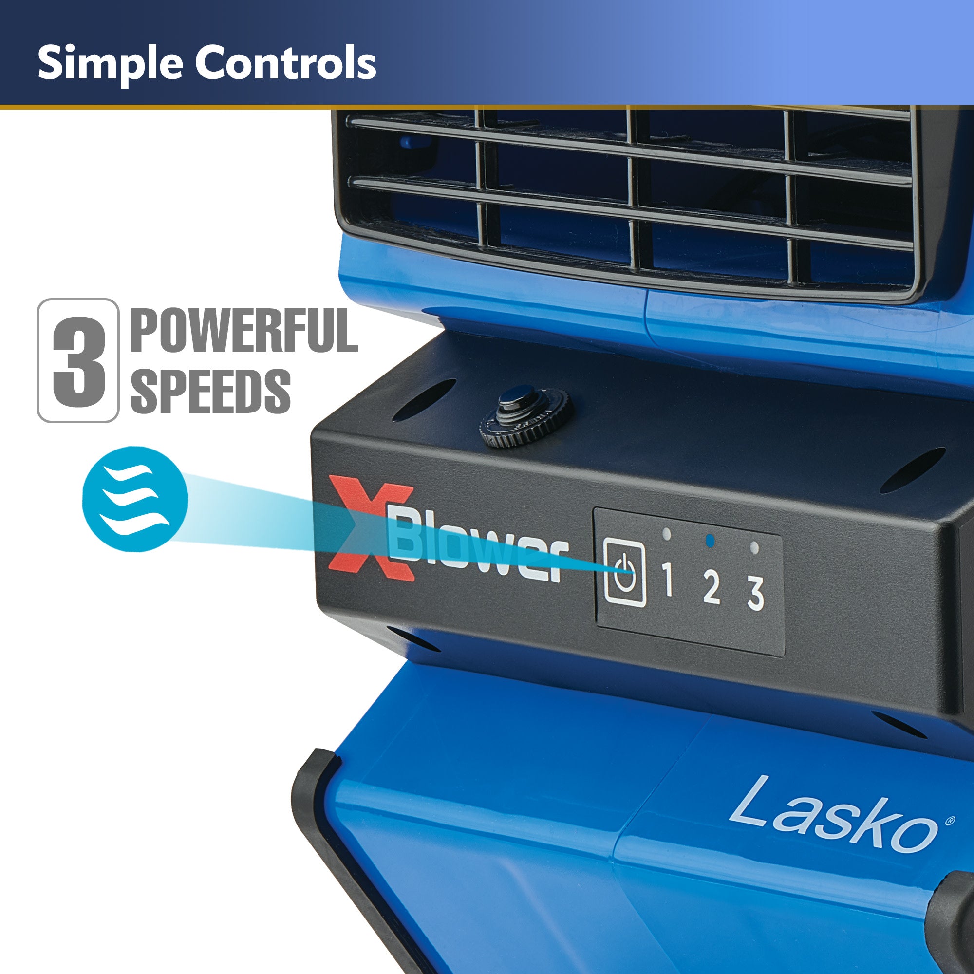 Lasko X-Blower 11 Air Mover Blower Fan: 3-Speed. High Velocity. 1 Outlet. Blue - Image 3