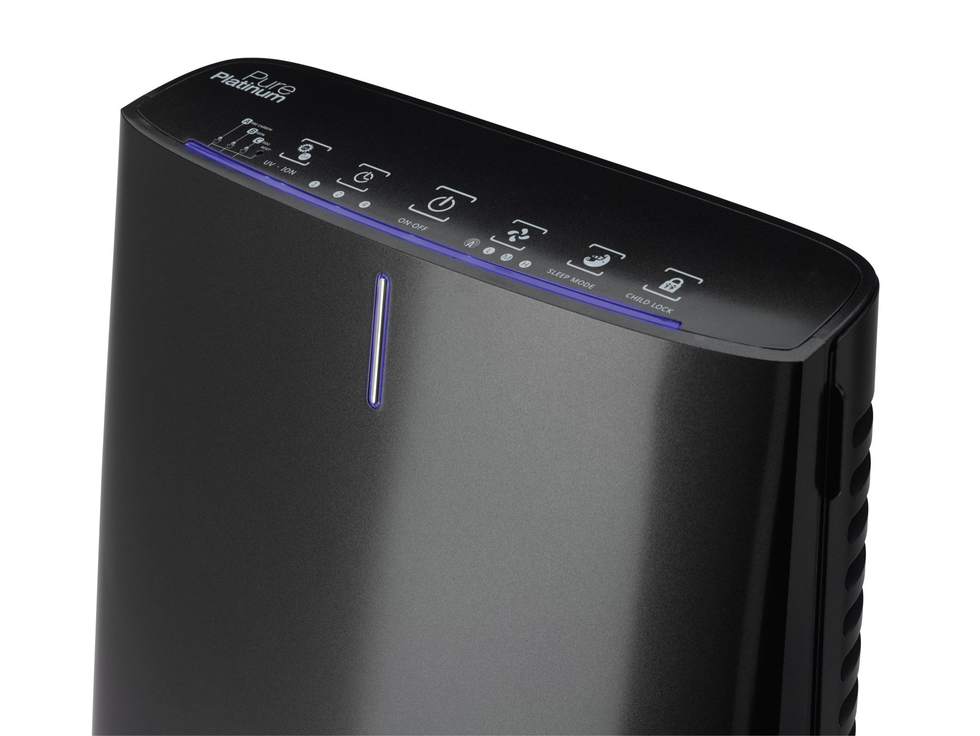 Lasko HF25630 Pure Platinum HEPA 28 Console Air Purifier (3-speed 3-stage UV-C filtration. black) - Image 11