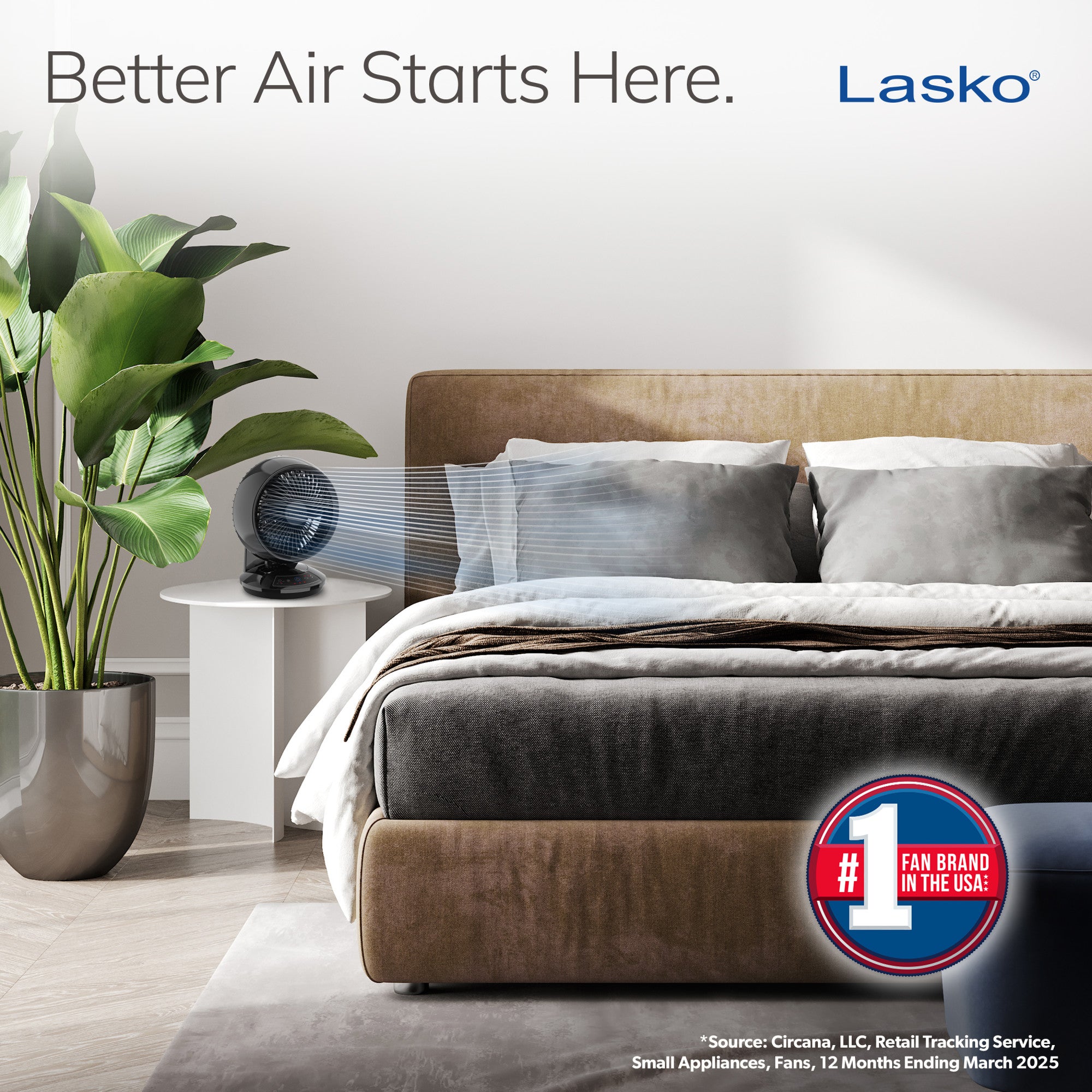 Lasko Whirlwind 7 Table Fan: Dual Oscillation. 3-Speed. Remote. Black - Image 2