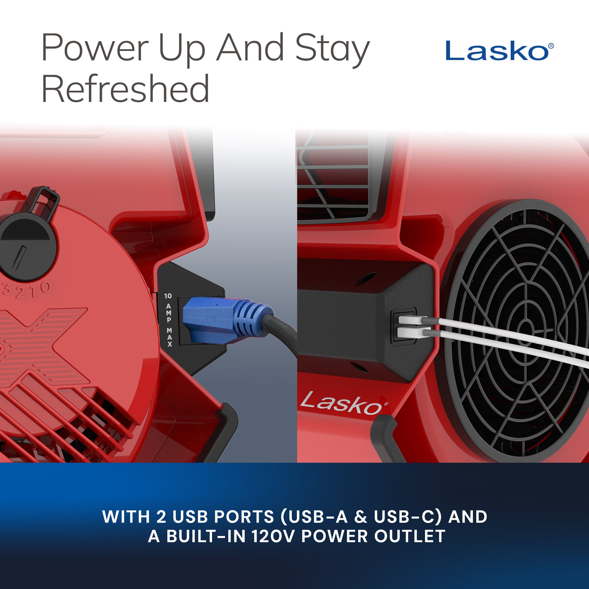 Lasko X-Blower 11 Air Mover Blower Fan: 3-Speed. High Velocity. 1 Outlet. Red - Image 5