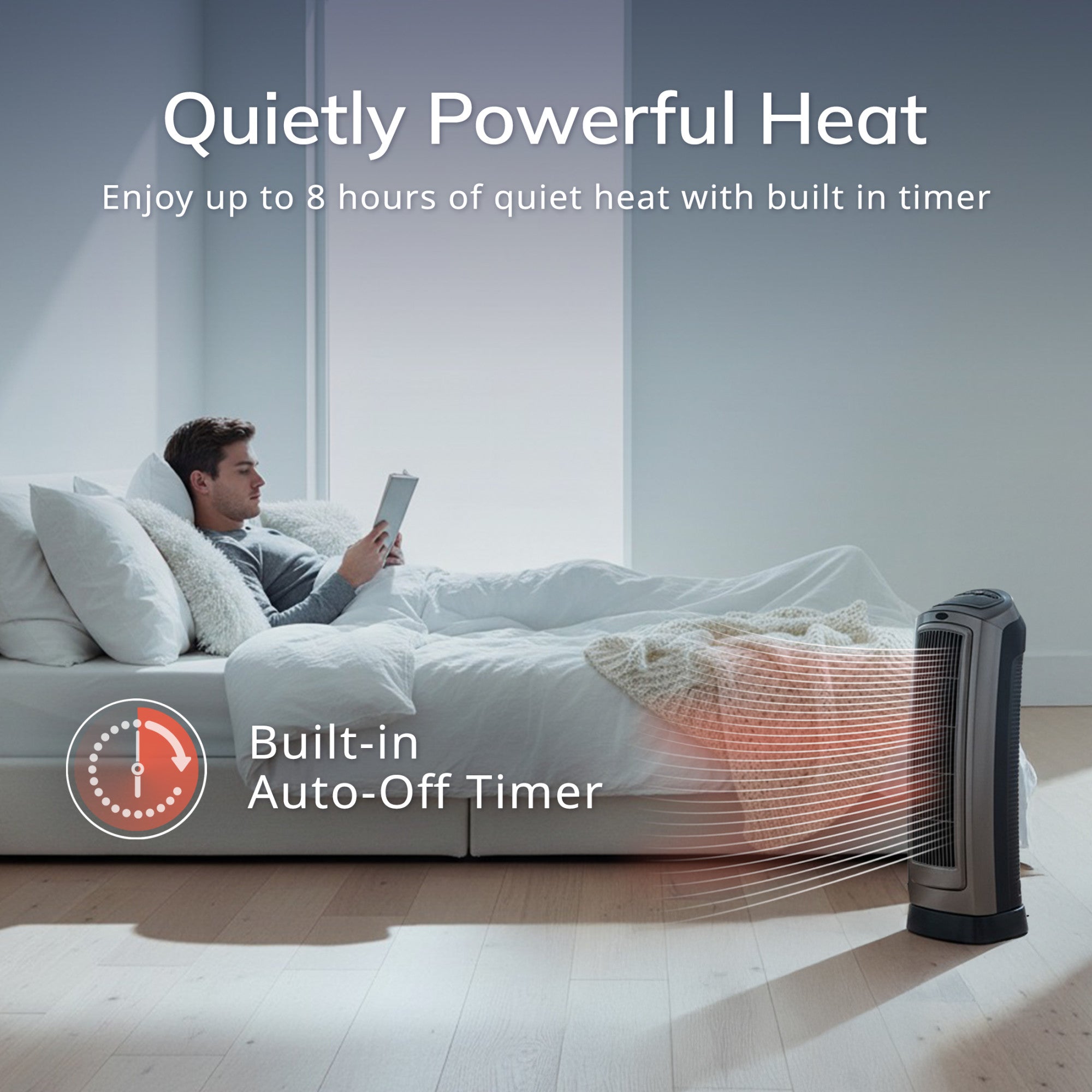 Lasko 23 Ceramic Tower Space Heater: Oscillating. 2 Heat Settings. Remote. Timer. Thermostat. Silver - Image 7