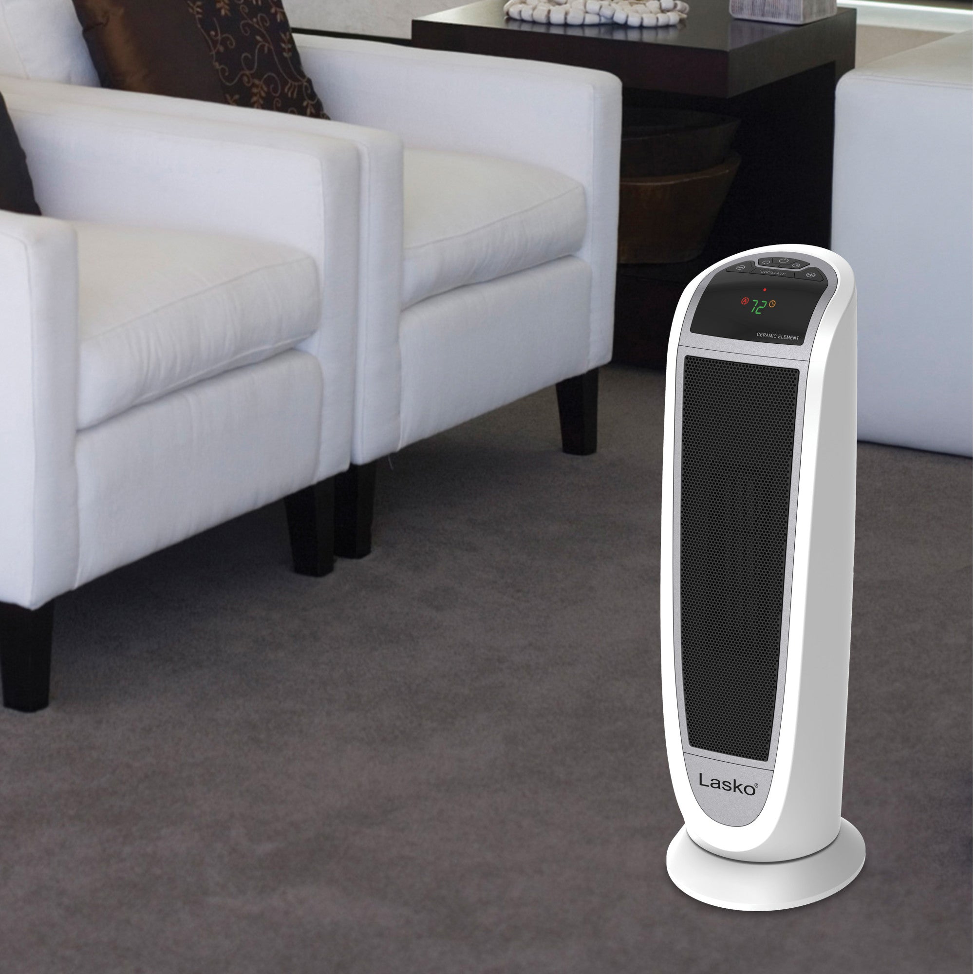 Lasko 23 Ceramic Tower Space Heater: Oscillating. 2 Heat Settings. Remote. Timer. Thermostat. White - Image 14