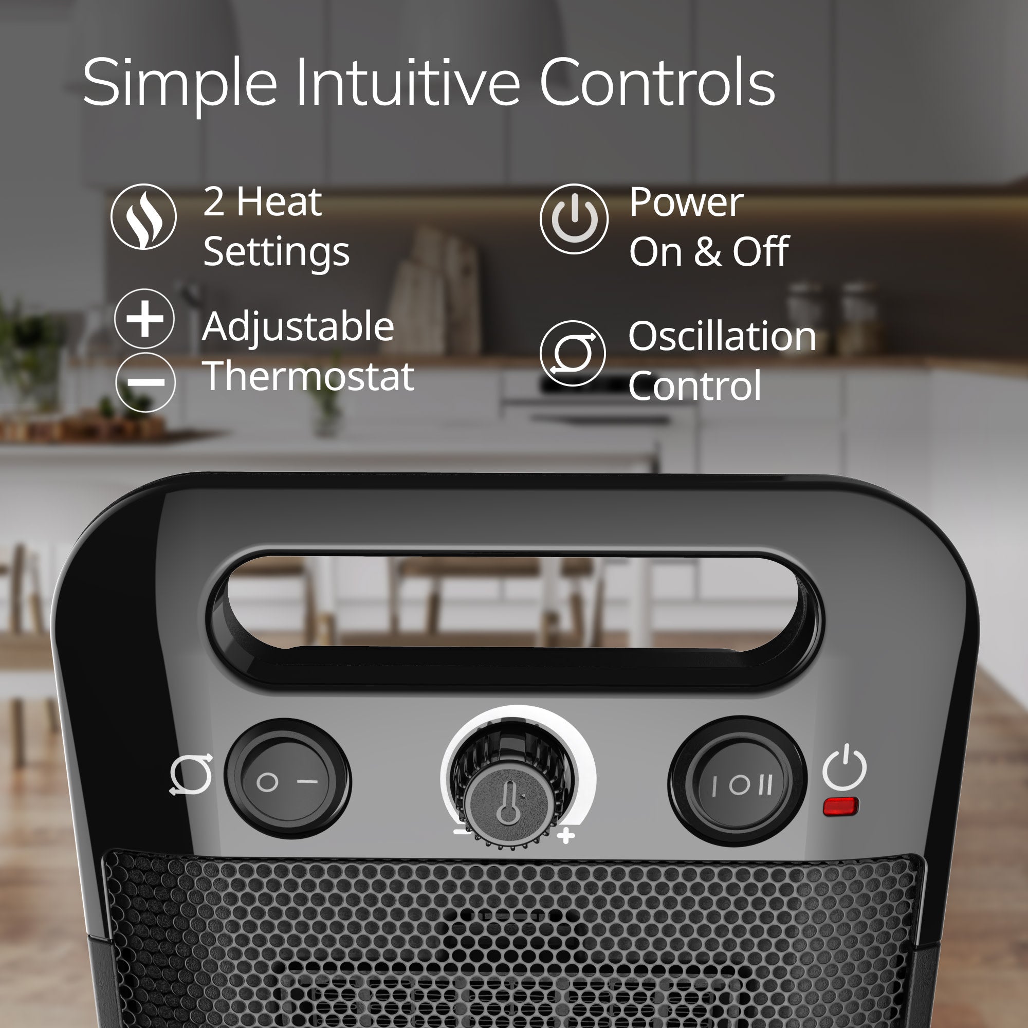 Lasko MyHeat-GO 13 Ceramic Tower Space Heater: Oscillating. 2 Heat Settings. Thermostat. Black - Image 5
