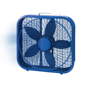 Lasko Cool Colors 20 Box Fan: 3-Speed. Weather-Resistant Motor. Blue