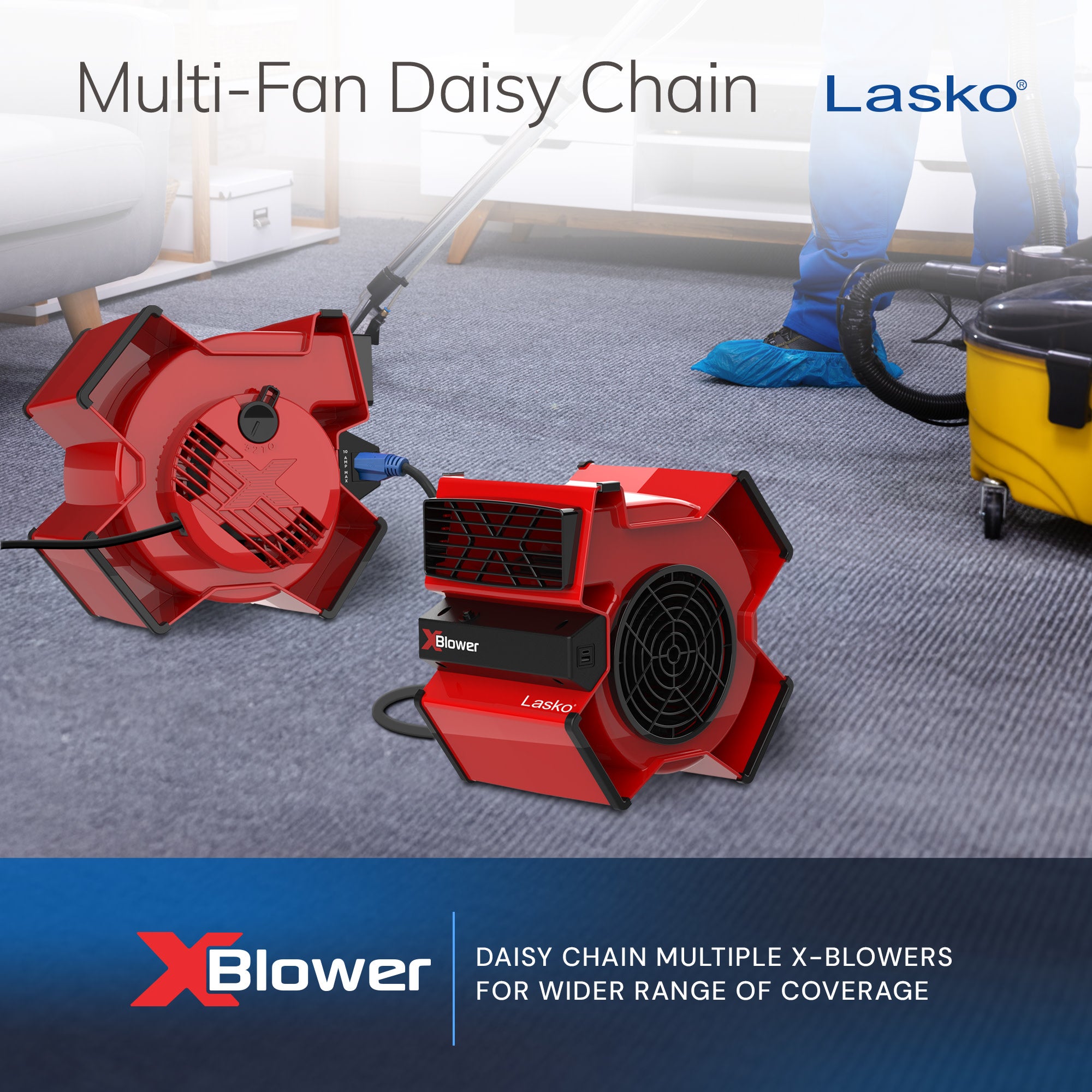 Lasko X-Blower 11 Air Mover Blower Fan: 3-Speed. High Velocity. 1 Outlet. Red - Image 8