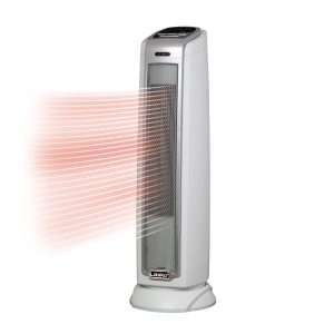 Lasko 23 Ceramic Tower Space Heater: Oscillating. 2 Heat Settings. Timer. Thermostat. White