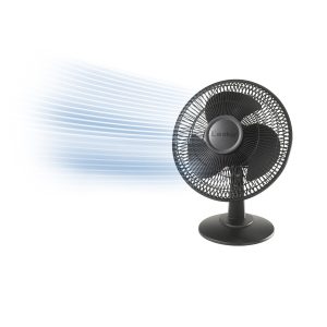 Lasko 12 Table Fan: Oscillating. 3-Speed. Tilting Head. Black