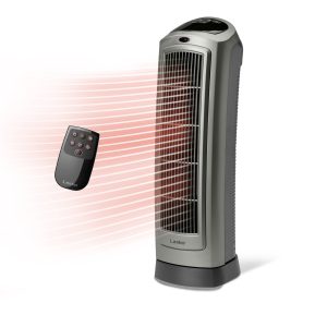 Lasko 22 Ceramic Tower Space Heater: Oscillating. 2 Heat Settings. Remote. Timer. Thermostat. Gray