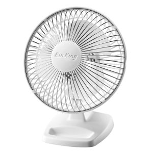 Air King 6 Commercial Grade Table Fan: 2-Speed. Tilting Head. Storage Tray. White