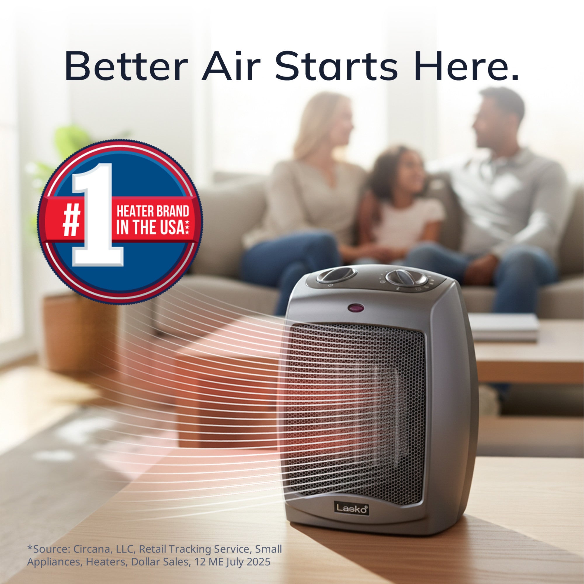 Lasko 9 Ceramic Space Heater: 2 Heat Settings. Tip-Over Switch. Thermostat. Gray - Image 2