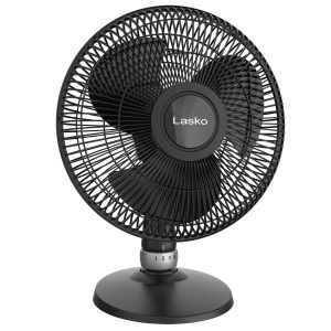 Lasko 12 Performance Table Fan: Oscillating. 3-Speed. Tilting Head. Black