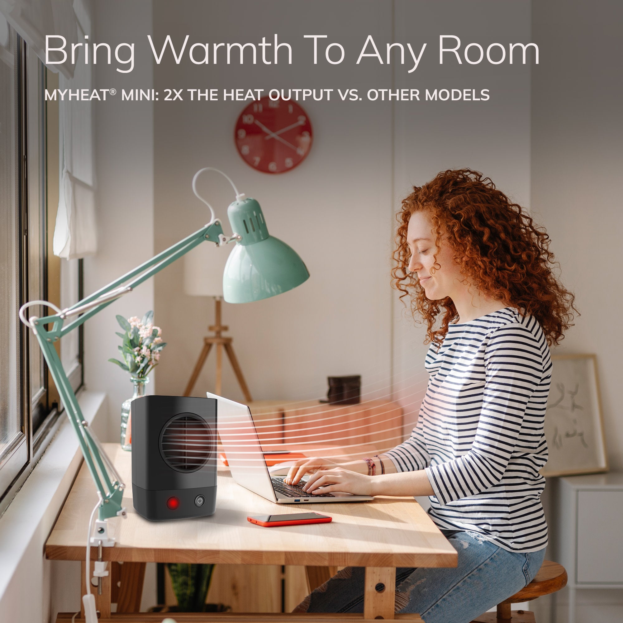 Lasko MyHeat Mini 6 Personal Ceramic Space Heater: 400W. 1 Heat Setting. Black - Image 3