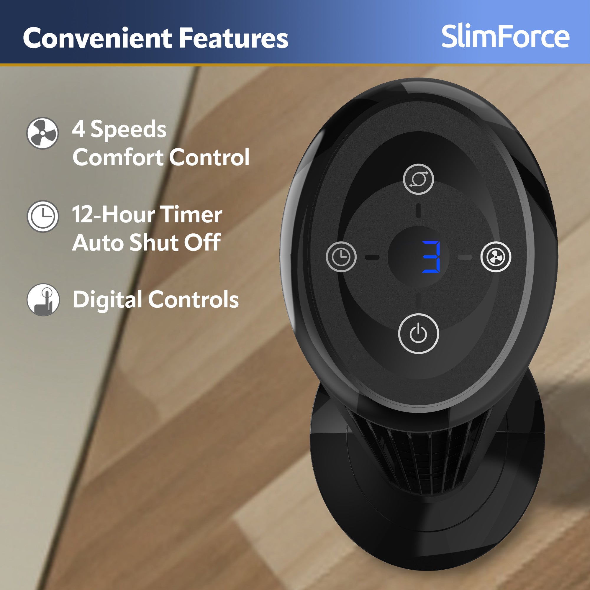 Lasko SlimForce 42 Tower Fan: Oscillating. 4-Speed. Remote. Timer. Black - Image 7