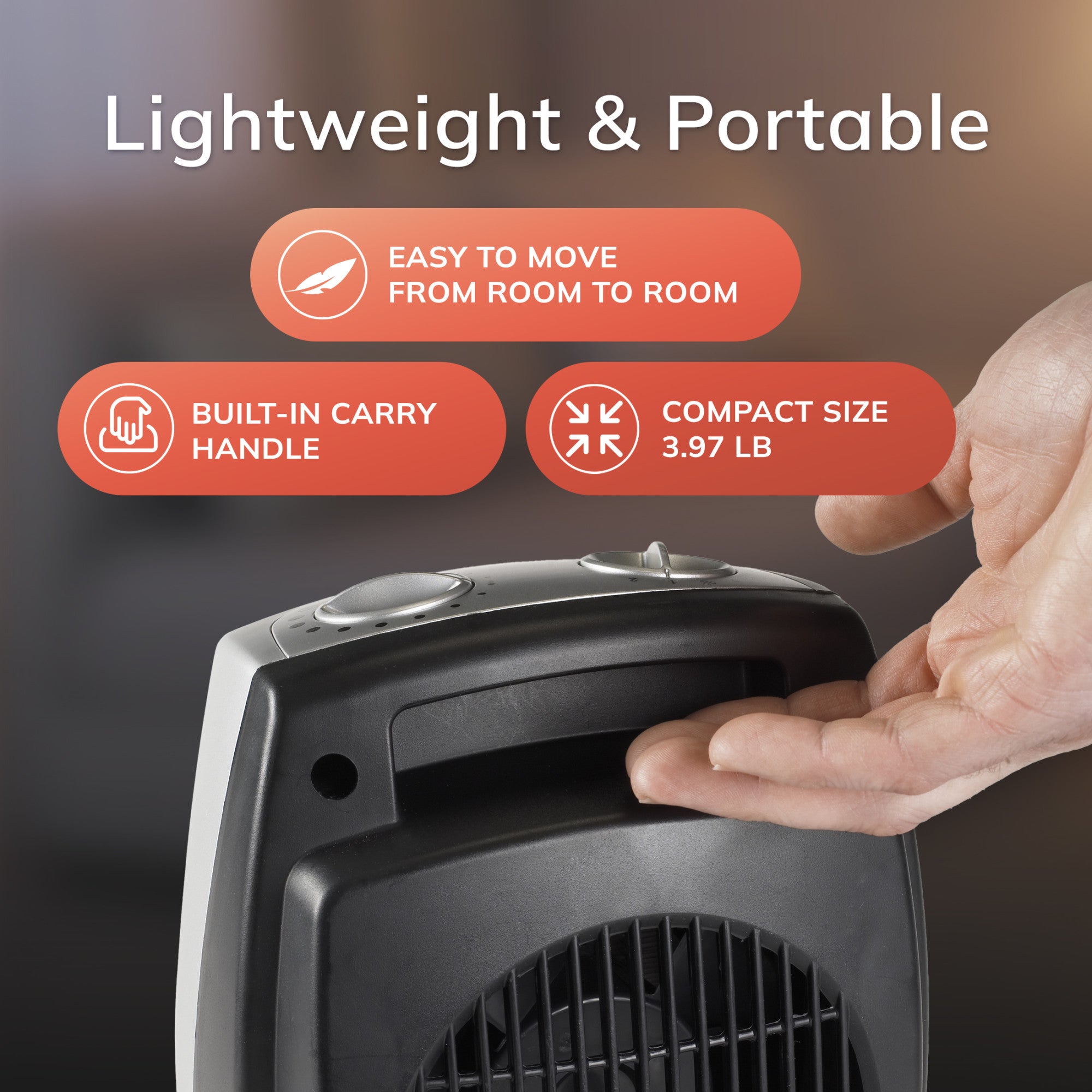 Lasko 9 Ceramic Space Heater: Overheat Protection. 2 Heat Settings. Thermostat. Silver - Image 5