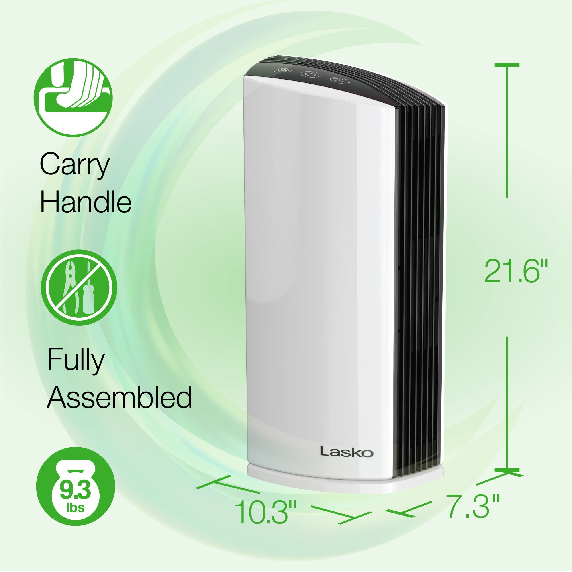 Lasko True HEPA Room Air Purifier with Timer. LP300. White - Image 6