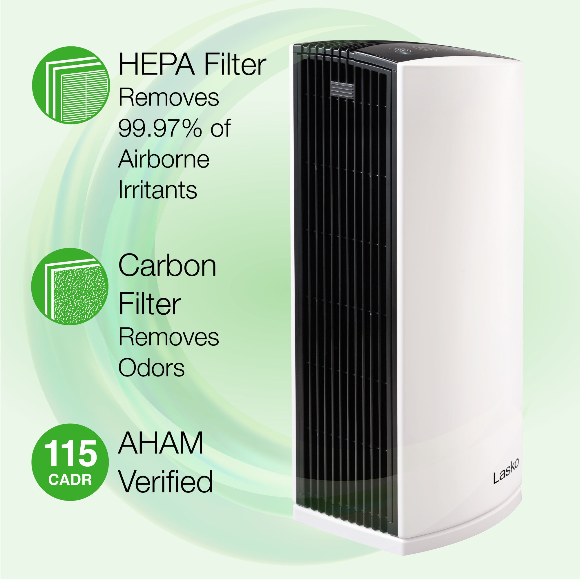 Lasko True HEPA Room Air Purifier with Timer. LP300. White - Image 4