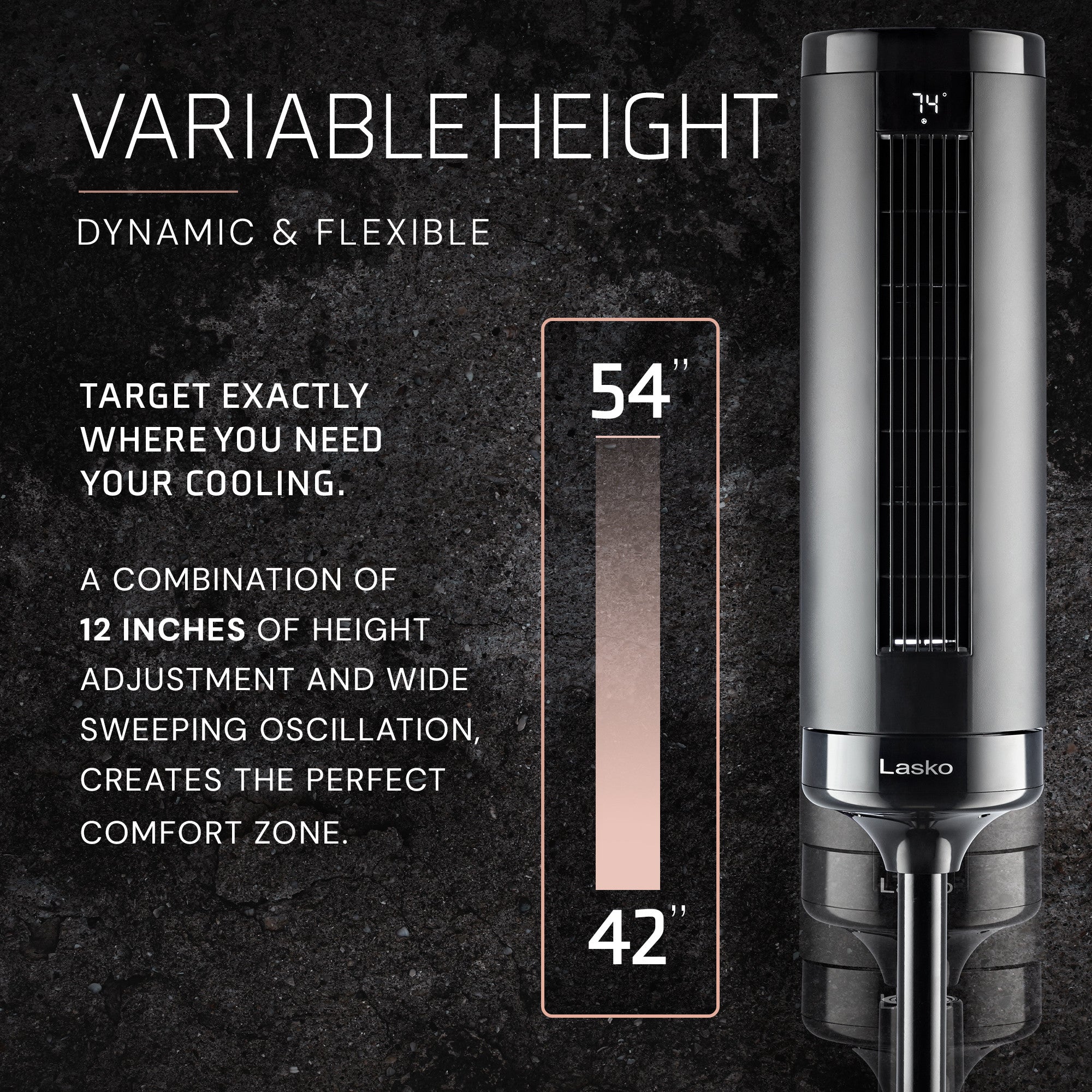 Lasko Elevation 54 DC Pedestal Tower Fan: Oscillating. 8-Speed. Remote. Black - Image 5