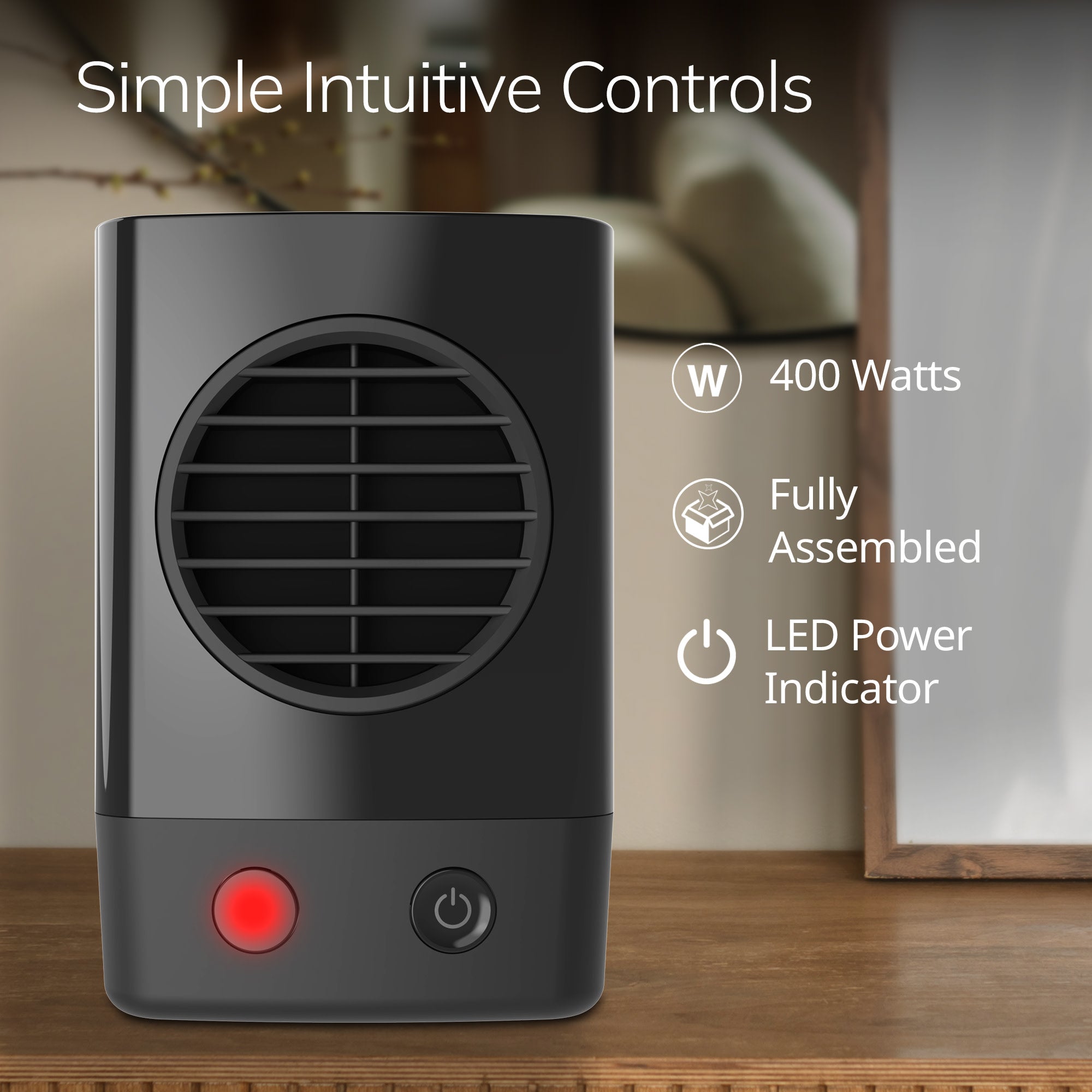Lasko MyHeat Mini 6 Personal Ceramic Space Heater: 400W. 1 Heat Setting. Black - Image 6