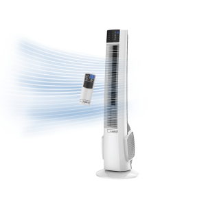 Lasko 38 Hybrid Tower Fan: Oscillating. 4-Speed. Remote. Timer. White