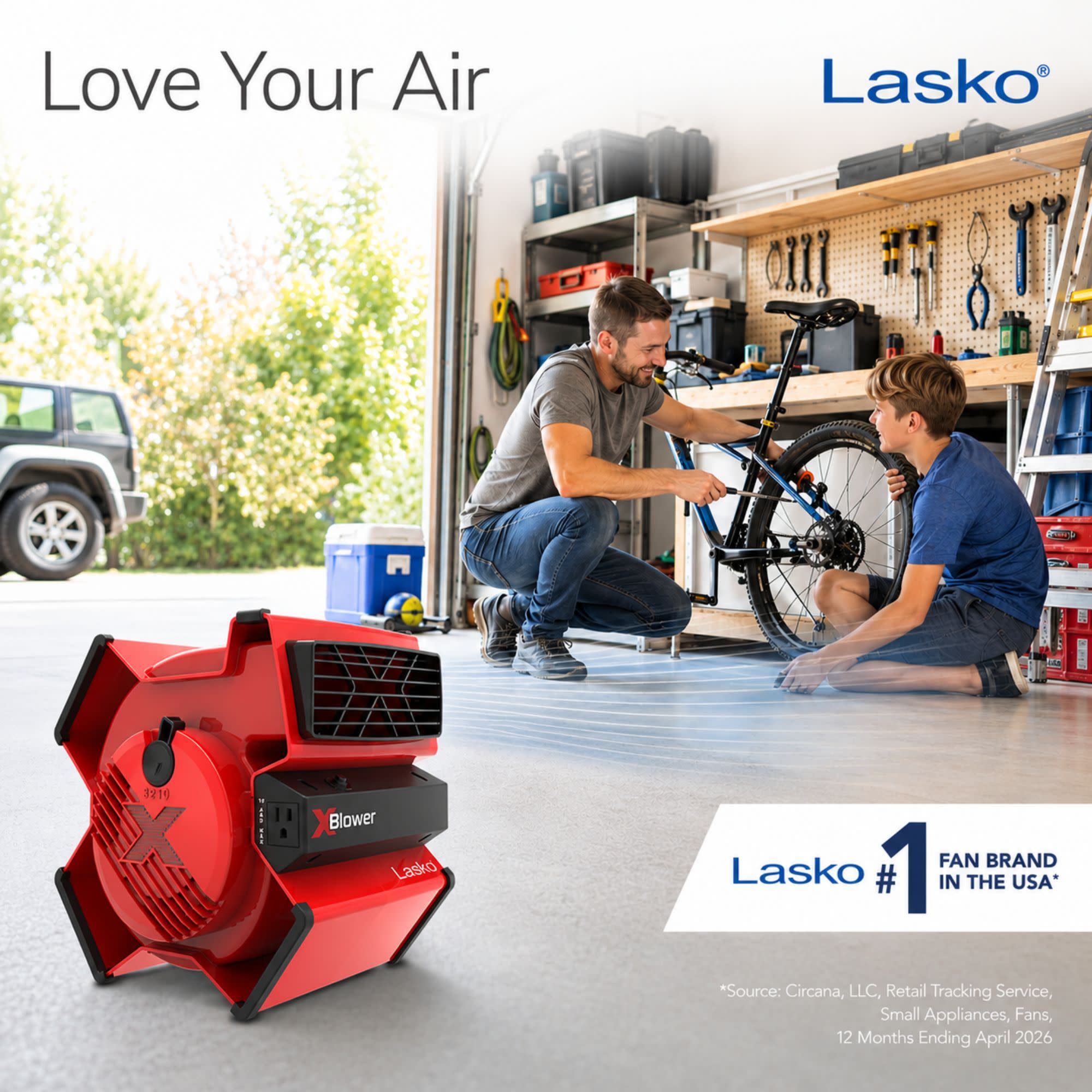 Lasko X-Blower 11 Air Mover Blower Fan: 3-Speed. High Velocity. 1 Outlet. Red - Image 2