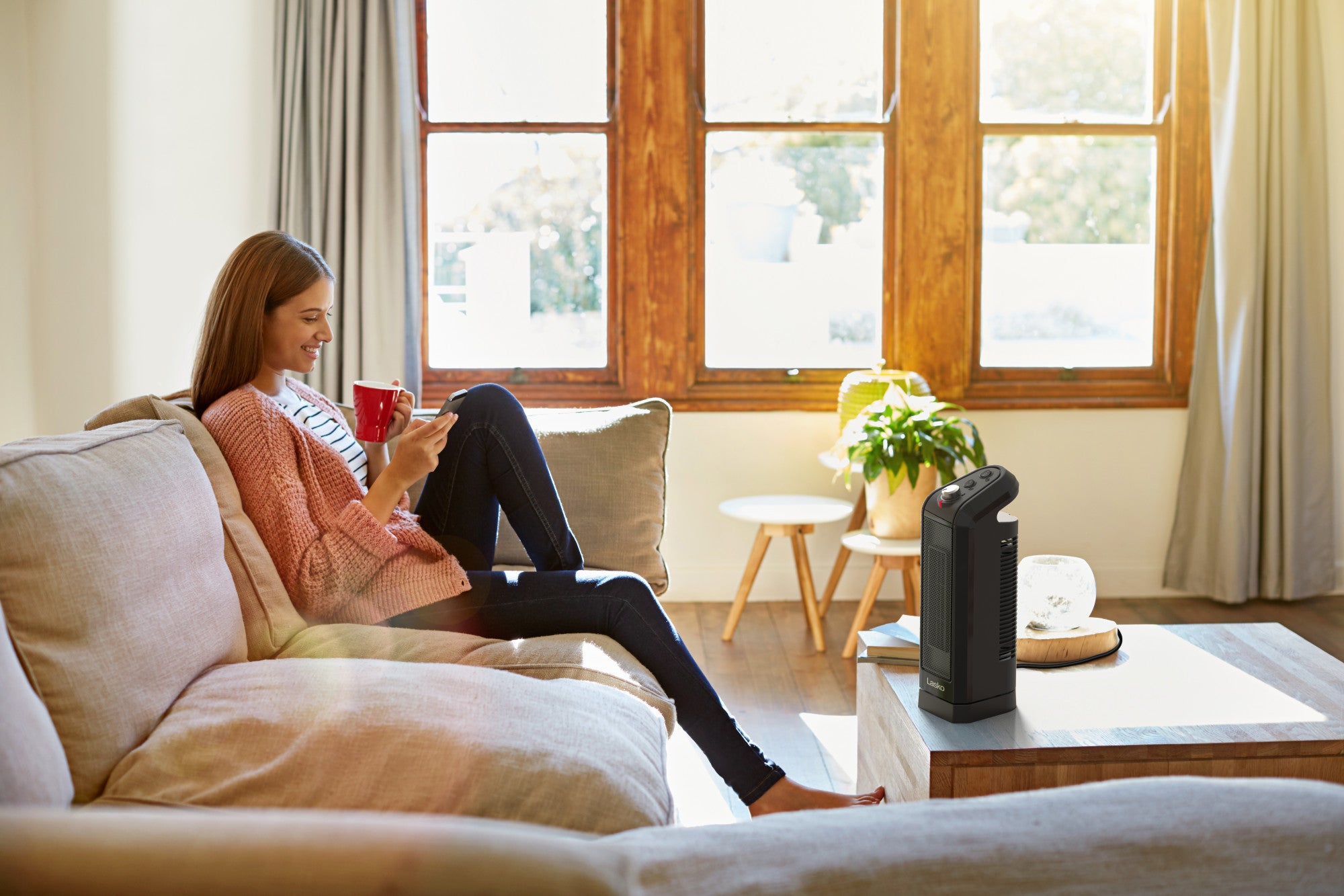 Lasko 16 Ceramic Tower Space Heater: Oscillating. 2 Heat Settings. Thermostat. Gray - Image 9