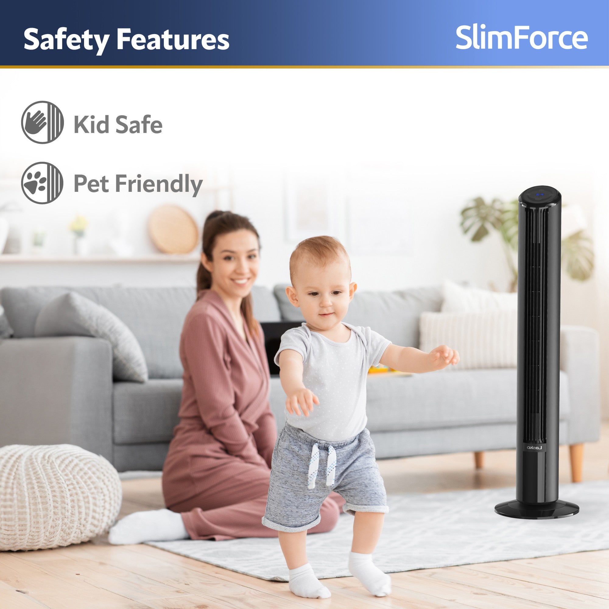 Lasko SlimForce 42 Tower Fan: Oscillating. 4-Speed. Remote. Timer. Black - Image 6