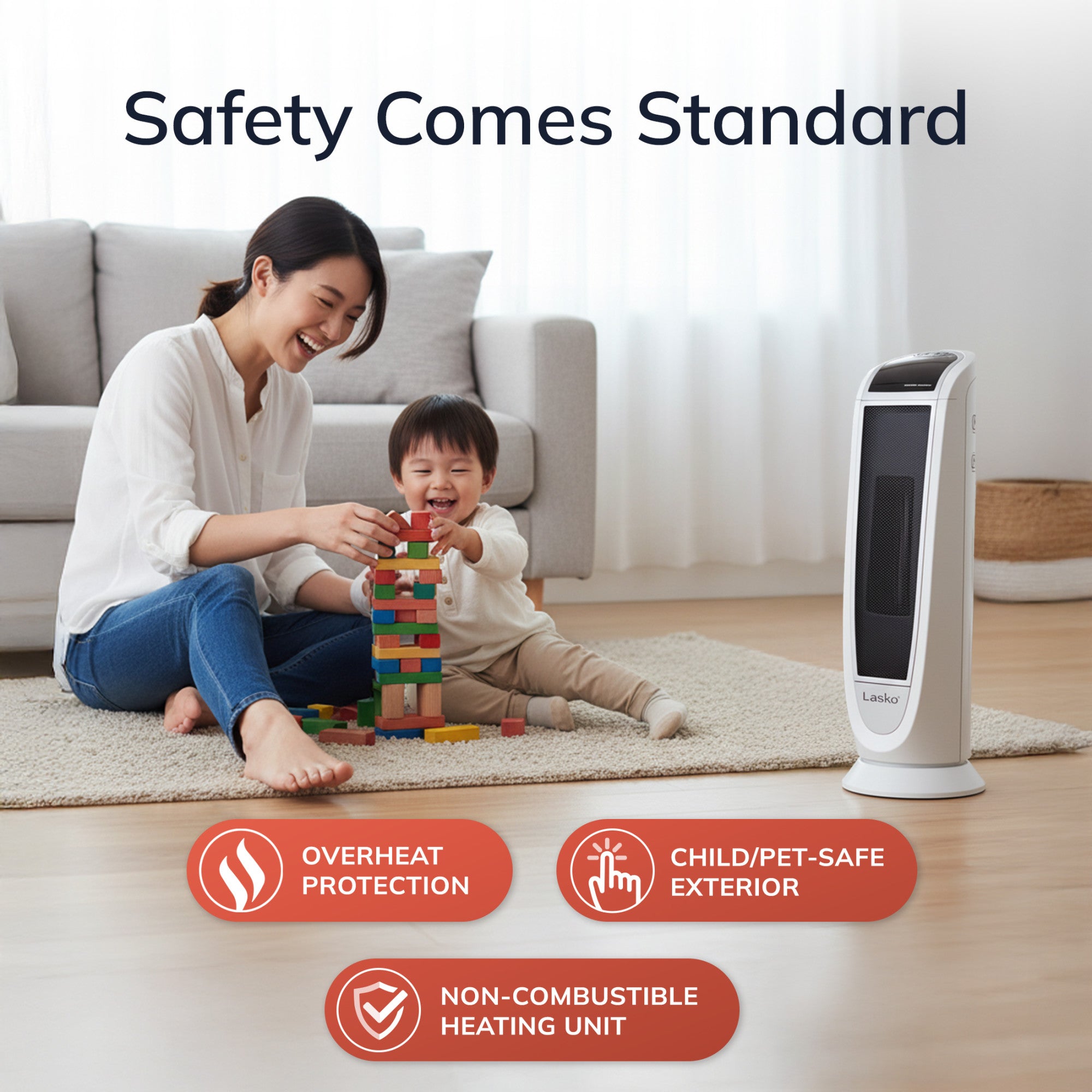 Lasko 23 Ceramic Tower Space Heater: Oscillating. 2 Heat Settings. Remote. Timer. Thermostat. White - Image 4