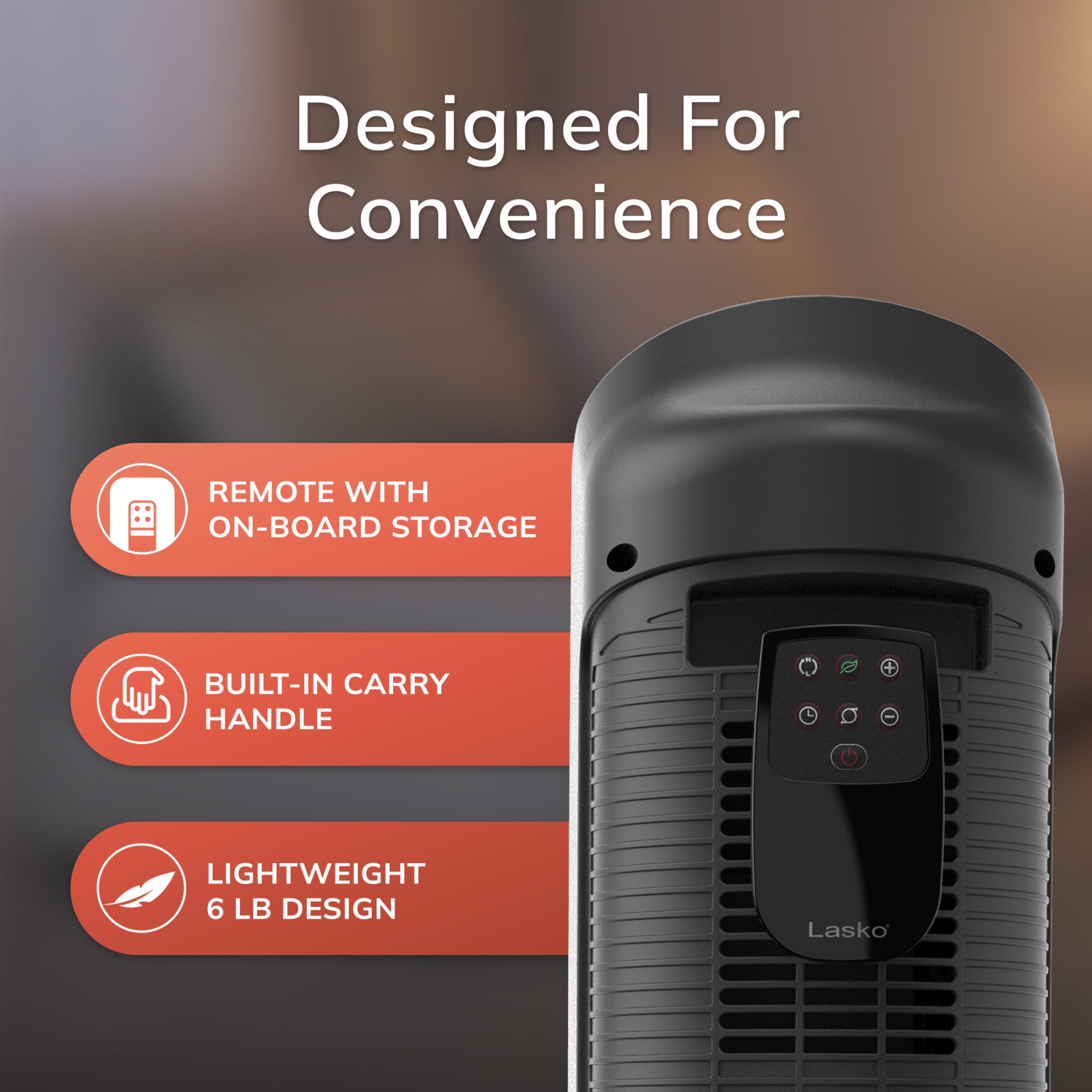 Lasko 22 Ceramic Tower Space Heater: Oscillating. 2 Heat Settings. Remote. Timer. Thermostat. Gray - Image 6