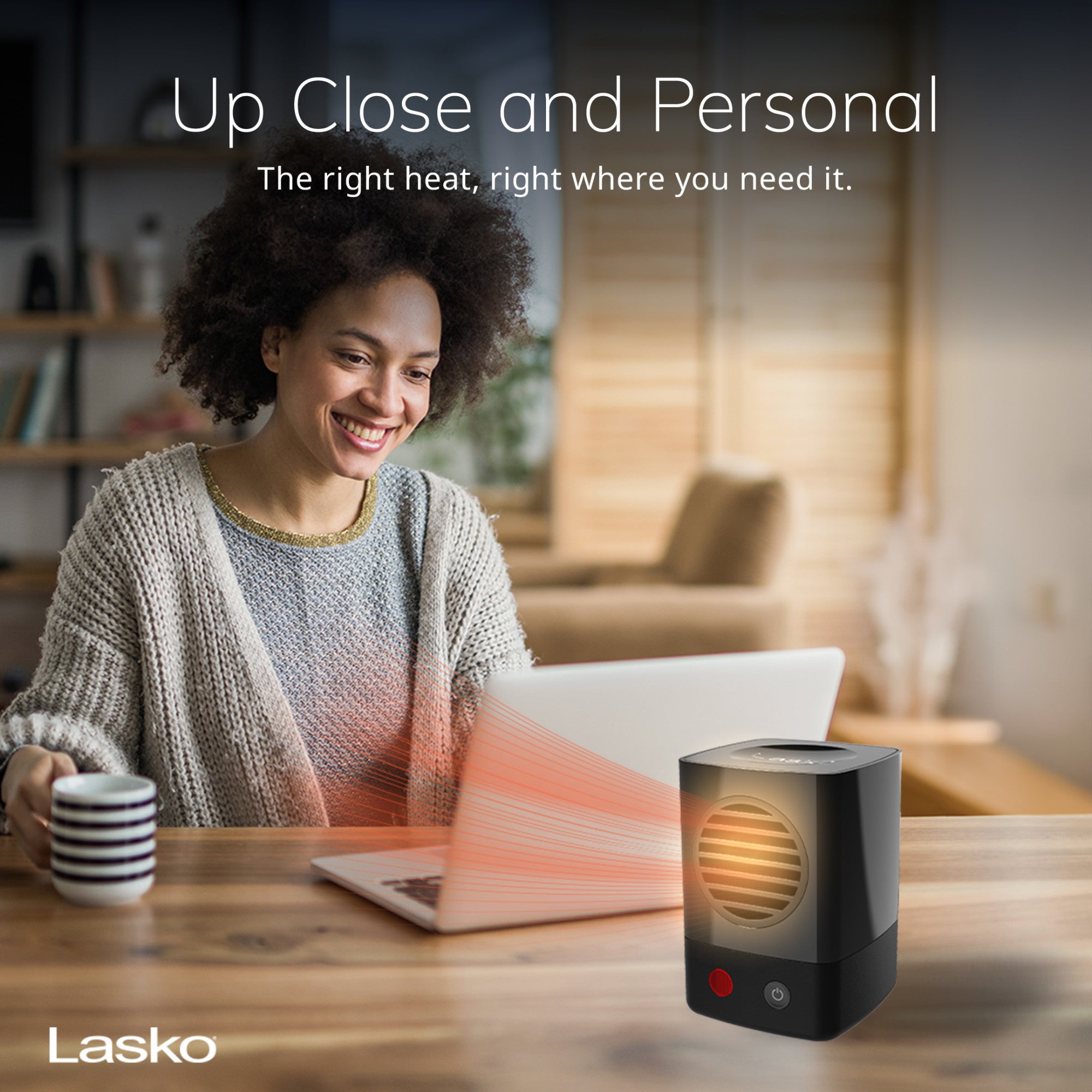 Lasko MyHeat Mini 6 Personal Ceramic Space Heater: 400W. 1 Heat Setting. Black - Image 5