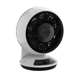 Lasko Whirlwind 7 DC Table Fan: Dual Oscillation. 12-Speed. Remote. White