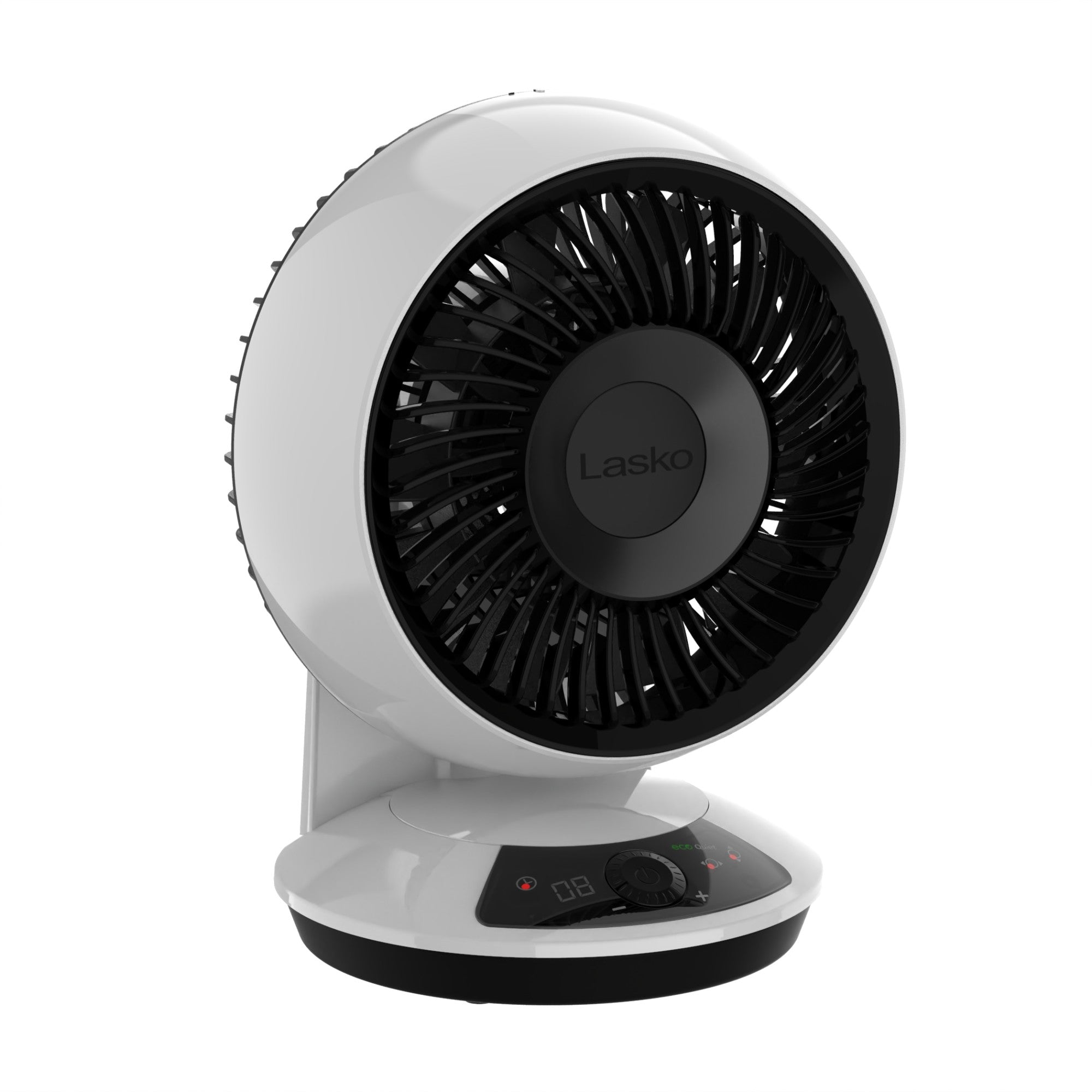 Lasko Whirlwind 7 DC Table Fan: Dual Oscillation. 12-Speed. Remote. White