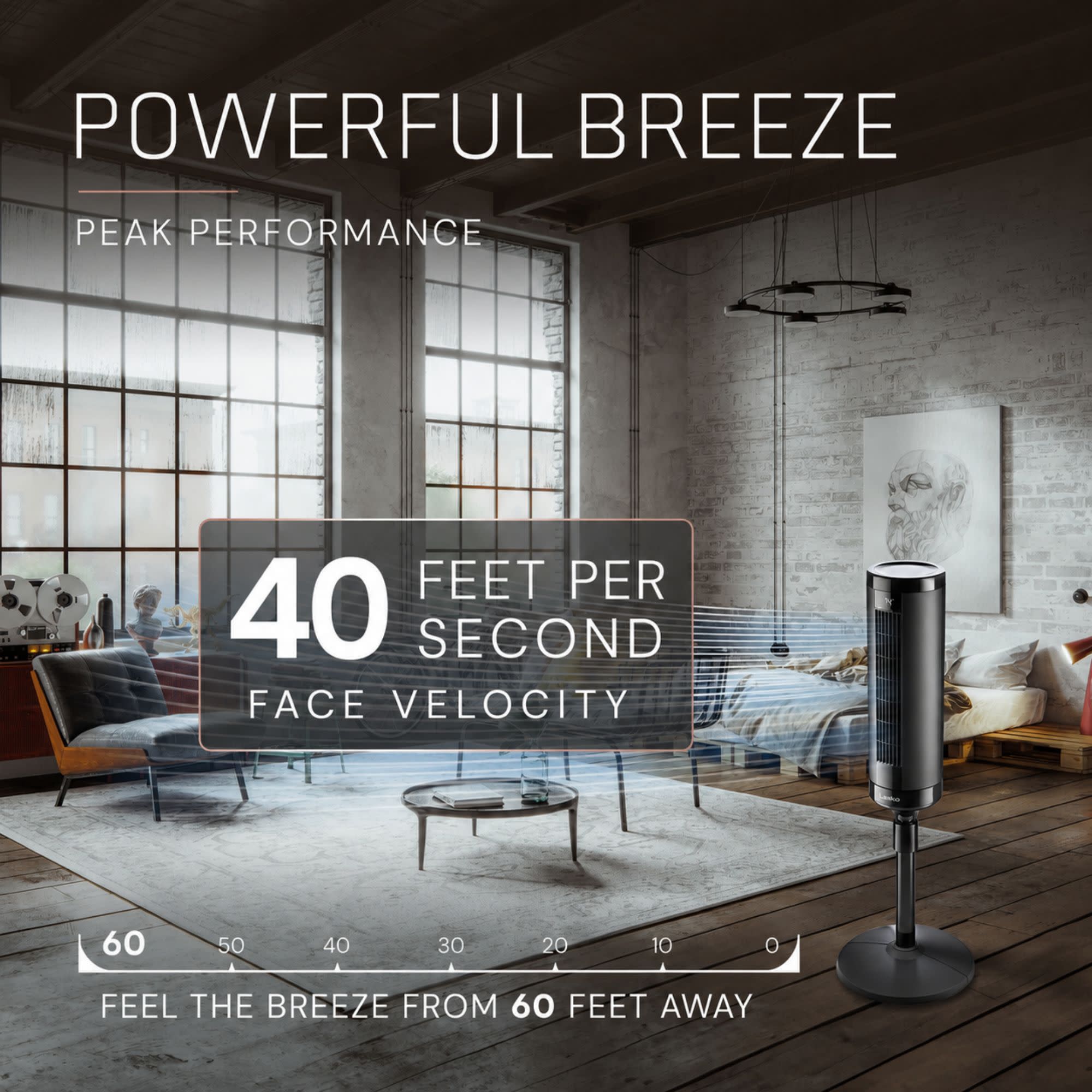 Lasko Elevation 54 DC Pedestal Tower Fan: Oscillating. 8-Speed. Remote. Black - Image 3
