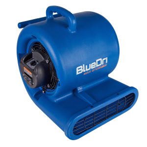 BlueDri Max Storm 35 1/3 HP 2900 CFM Air Mover Blower Fan: 3-Speed. high Velocity. 2 Outlets. 3 Drying Angles. Cord Wrap. Blue