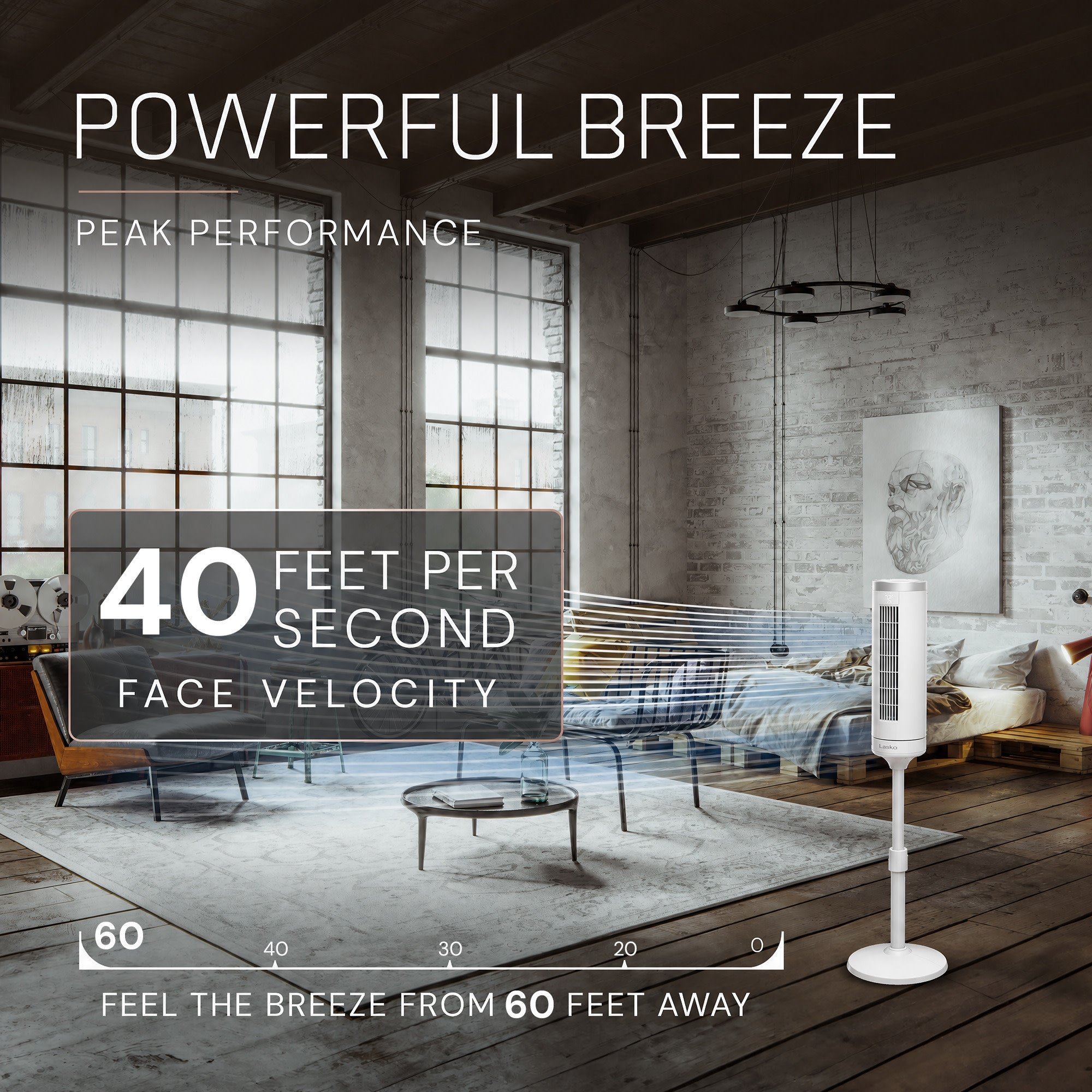 Lasko Elevation 54 DC Pedestal Tower Fan: Oscillating. 8-Speed. Remote. White - Image 3