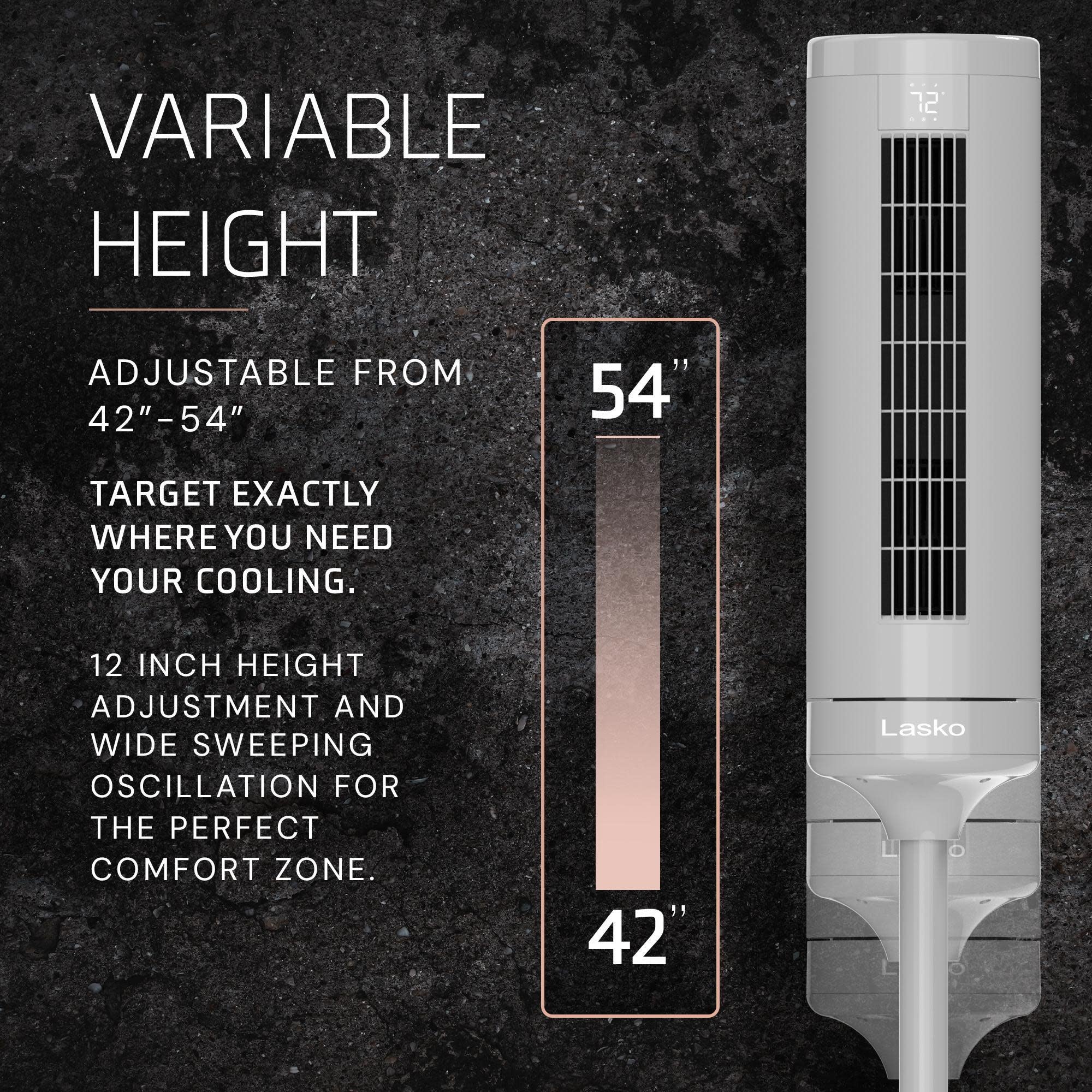 Lasko Elevation 54 DC Pedestal Tower Fan: Oscillating. 8-Speed. Remote. Gray - Image 5